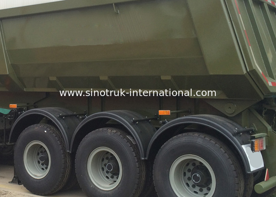 Construction Business Semi Trailer Truck , 3Axles Tipping Trailer Truck High Rigidity
