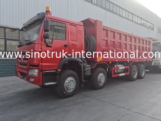 লাল SINOTRUK HOWO 8X4 ডাম্প ট্রাক 400hp 12 চাকা