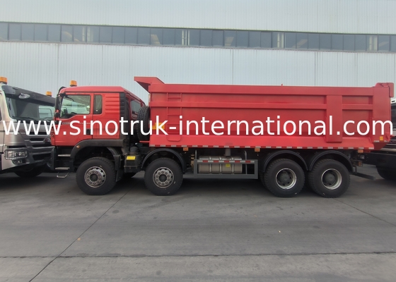 সিনোট্রুক হাও ট্যাপার ডাম্প ট্রাক Tx 400Hp ইউরো 2 8 × 4 Lhd ইউ আকৃতির কার্গো বক্স লাল