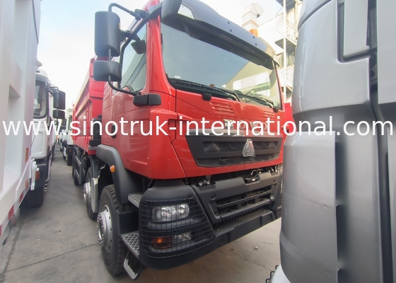 সিনোট্রুক হাও ট্যাপার ডাম্প ট্রাক Tx 400Hp ইউরো 2 8 × 4 Lhd ইউ আকৃতির কার্গো বক্স লাল