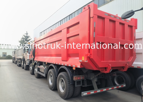 সিনোট্রুক হাও ট্যাপার ডাম্প ট্রাক Tx 400Hp ইউরো 2 8 × 4 Lhd ইউ আকৃতির কার্গো বক্স লাল