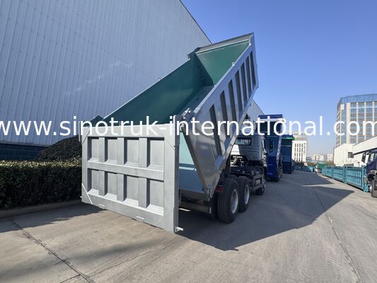 সিনোট্রুক হোহান নিউ হাও ট্যাপার ডাম্প ট্রাক মধ্যম উত্তোলন 6 × 4 আরএইচডি কার্গো বক্স 19-20CBM গ্রাহকের কাস্টমাইজড রঙ ডায়মন্ড সিলভার 400 এইচপি