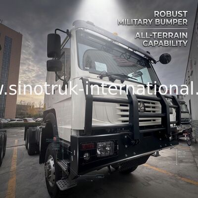 SINOTRUK HOWO ভূত মুখ ক্যাব ট্র্যাক্টর ট্রাক 6X6 ইউরো 2 430 এইচপি সামরিক বাম্পার সাদা
