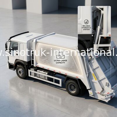 SINOTRUK 300 HP 4 × 2 কম্প্রেসড আবর্জনা ট্রাক 30T রোলিং ফোর্স দক্ষ বর্জ্য ব্যবস্থাপনা জন্য