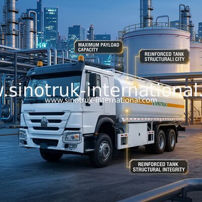 সিনোট্রুক হাও 20CBM জ্বালানী ট্যাঙ্ক ট্রাক 10Wheels 340Hp 6 × 4 মাল্টিপল কম্পার্টমেন্ট