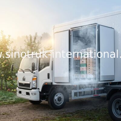 4x2 SINOTRUK HOWO রেফ্রিজারেটেড ট্রাক 140HP RHD 95km/H