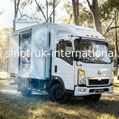 সাদা SINOTRUK HOWO 10 টন রেফ্রিজারেটেড ট্রাক 140HP LHD