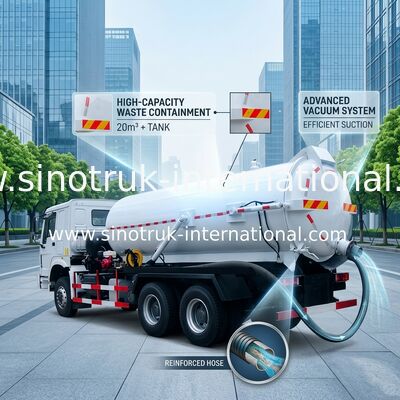 Vacuum Suction Vehicle 15-18CBM RHD Vacuum Tank Truck With Pipe System