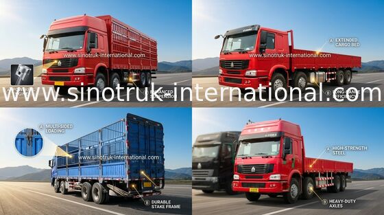 12 Wheels LHD Euro2 336HP Cargo Stake Body Truck / Livestock Container Truck