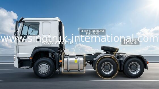 Sinotruk Howo ট্রাক্টর ট্রাক Lhd 10Wheels 400Hp 6 × 4 HW76 সাদা