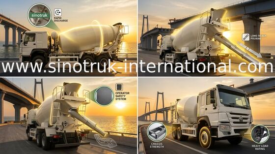 HOWO SINOTRUK কংক্রিট মিশুক ট্রাক 10CBM 371HP 6X4 LHD স্থিতিশীল এবং দক্ষ