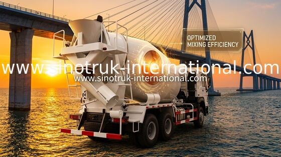LHD 6×4 10 চাকার HOWO কংক্রিট মিক্সার ট্রাক উচ্চ হর্সপাওয়ার 340HP