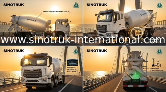 HOWO SINOTRUK কংক্রিট মিক্সার ট্রাক সাদা 10CBM 380HP 8X4 RHD