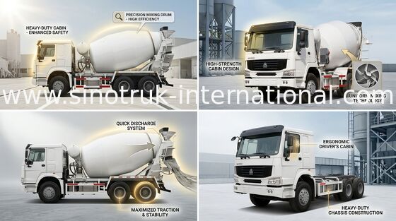কংক্রিট মিক্সার ট্রাক SINOTRUK HOWO 10CBM 336 এইচপি 6X4 LHD ZZ5257GJBN3841W