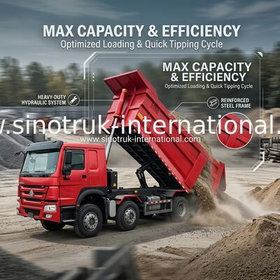 ট্যাপার ডাম্প ট্রাক SINOTRUK HOWO A7 8X4 নির্মাণ জন্য ZZ3317V3567B1
