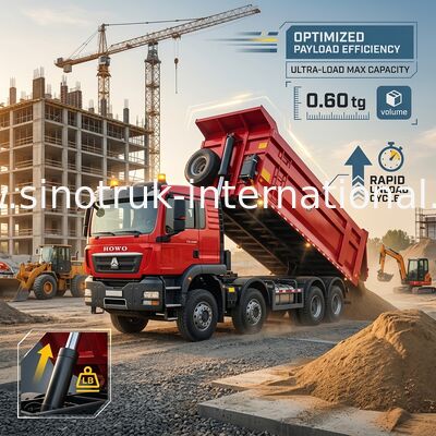সিনোট্রুক হাও ট্যাপার ডাম্প ট্রাক Tx 400Hp ইউরো 2 8 × 4 Lhd ইউ আকৃতির কার্গো বক্স লাল