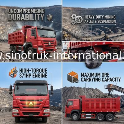 ব্যবহৃত সিনোট্রুক হাও 6x4 ডাম্প ট্রাক 371hp ভারী দায়িত্ব