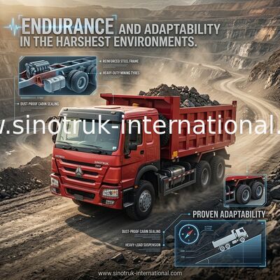 সিনোট্রুক HOWO 380HP এলএইচডি টিপার ডাম্প ট্রাক 6X4 রেড