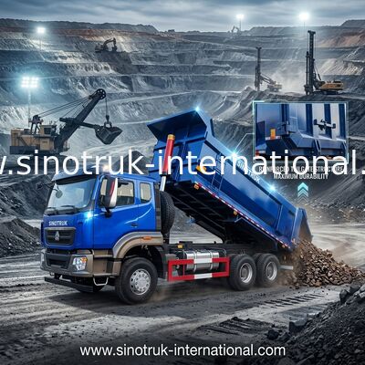 SINOTRUK HOWO টিপার ডাম্প ট্রাক 6 × 4 10 চাকা RHD 380Hp U টাইপ ওয়ান সতর্কতা আলো