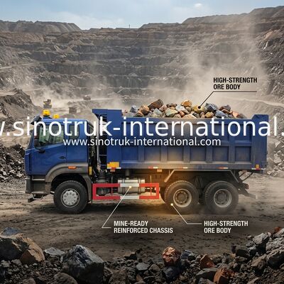 Sinotruk N7 টিপার ডাম্প ট্রাক 10 চাকার 400Hp 6 × 4 সতর্কীকরণ আলো সহ