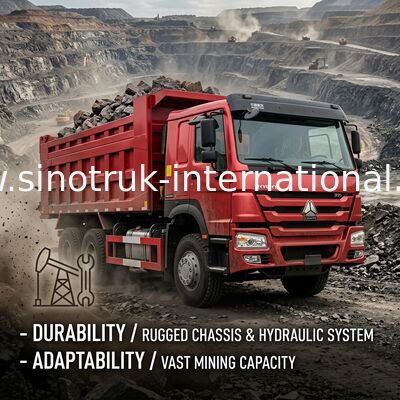 লাল HOWO SINOTRUK ডাম্প ট্রাক 10 - 25 কিউবিক মিটার লোড 25 - 40t ZZ3257N3847A