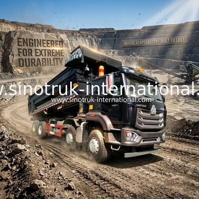 Sinotruk HOWO টিপার ডাম্প ট্রাক 8X4 371hp 12 চাকার কালো N7 ZZ3317V386JB1R