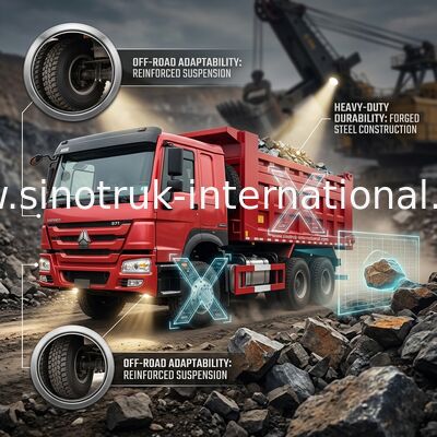 লাল সিনোট্রাক হাওও 371HP 6x4 টিপার ডাম্প ট্রাক এলএইচডি