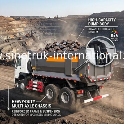 টিপার ডাম্প ট্রাক SINOTRUK HOWO 25t 336HP 6X4 LHD 10 - 25CBM ZZ3257N3647A