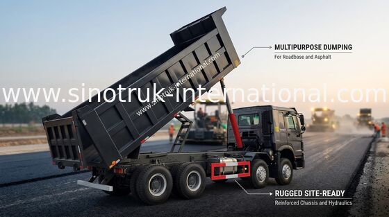 খনির জন্য 12 চাকার Sinotruk HOWO 8X4 ডাম্প ট্রাক 400hp