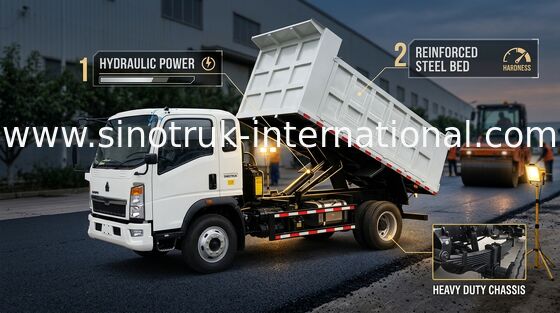Sinotruk Howo লাইট ডিউটি ​​ডাম্প ট্রাক 4×2 Rhd 8 টন 116hp