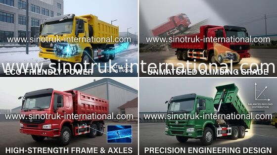 SINOTRUK HOWO টিপ্পার ডাম্প ট্রাক 10Wheels এলএইচডি 371 এইচপি ২5 টিটন 10-25 সিবিএম জেডজ3257 এন 3847এ