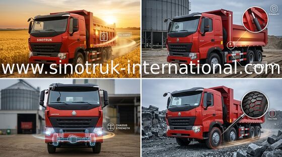 SINOTRUK টিপ্পর ডাম্প ট্রাক হোয়াও A7 371HP ইঞ্জিন মাইনিং ZZ3257N3847N1 জন্য