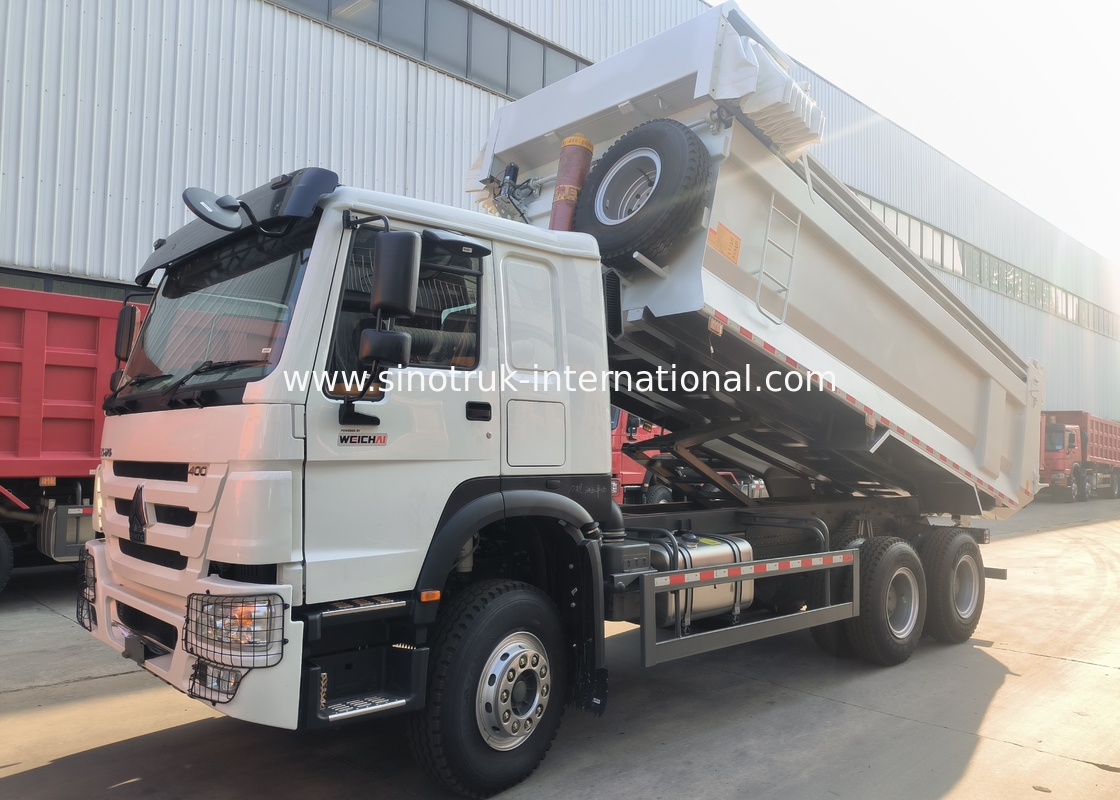 সিনোট্রুক হাও ট্যাপার ডাম্প ট্রাক 400Hp স্বয়ংক্রিয় টারপোলিন সহ 6 × 4 ইউ আকারের ট্রে