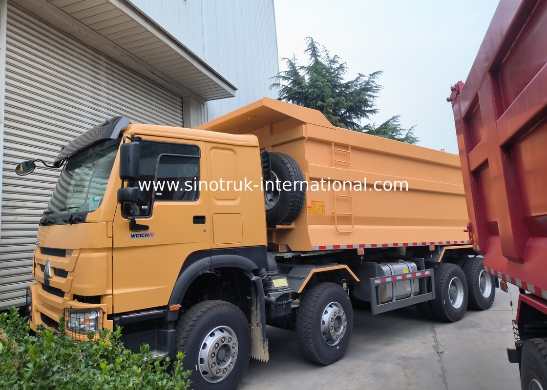 সিনোট্রুক হাও ট্যাপার ডাম্প ট্রাক 8 × 4 Lhd 12 চাকা ইউ আকৃতি ট্যাপার বডি ইউরো 2
