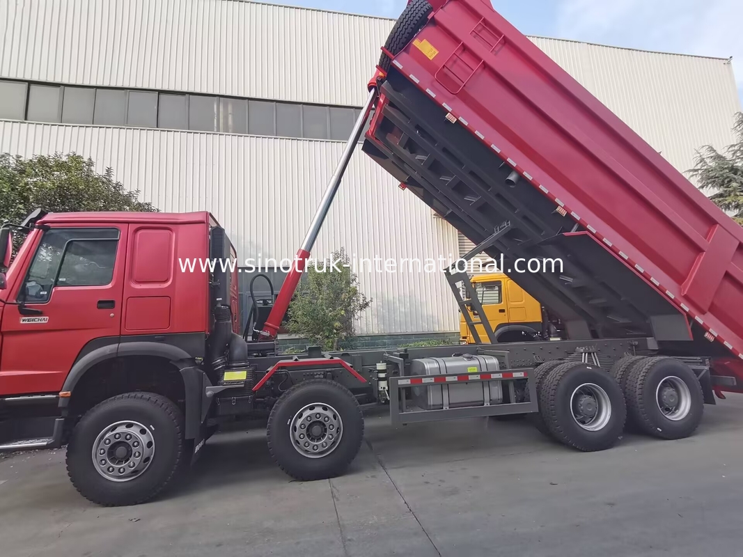 HOWO 12 চাকা সিনোট্রাক 8X4 ডাম্প ট্রাক 400hp খনির জন্য এলএইচডি ইউ টাইপ কনটেইনার