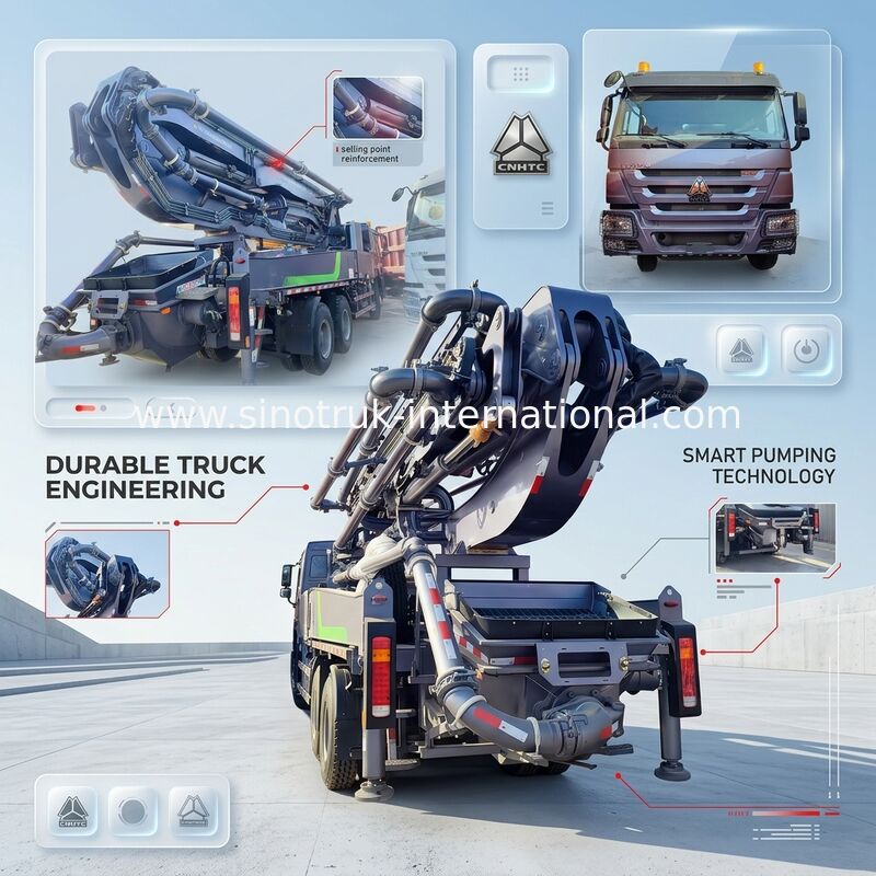 হাই রাইজ মাস্টারশিপ HOWO 380HP স্মার্ট পাম্প ট্রাক 52m বুম 6x4 ট্রাকশন অতুলনীয় উল্লম্ব ঢালাই জন্য