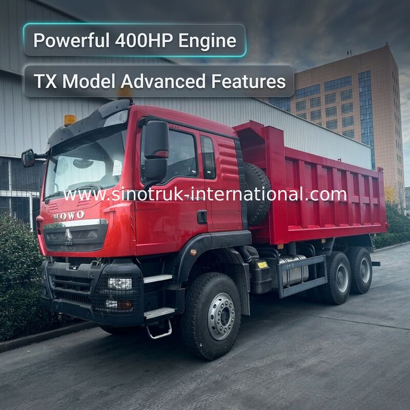 SINOTRUK HOWO TX মডেল 400HP LHD টিপার ডাম্প ট্রাক 6X4 সতর্কীকরণ আলো সহ