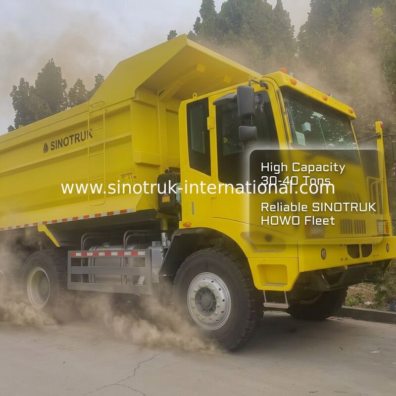 430HP ইঞ্জিন 6x4 ড্রাইভ মডেল এবং 16mm নীচের পুরু কার্গো বক্স সহ Sinotruk মাইনিং ডাম্প ট্রাক