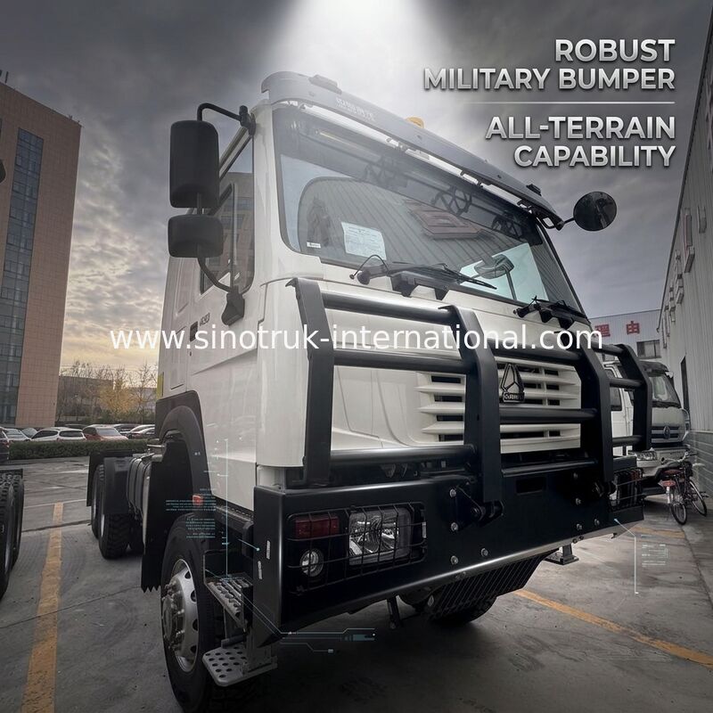 SINOTRUK HOWO ভূত মুখ ক্যাব ট্র্যাক্টর ট্রাক 6X6 ইউরো 2 430 এইচপি সামরিক বাম্পার সাদা