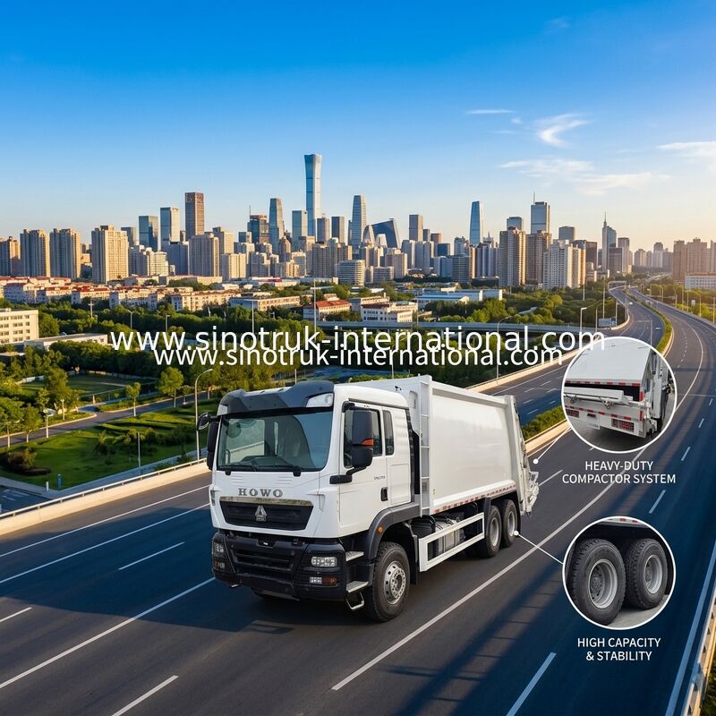 371HP ইঞ্জিন এবং ভারী-শুল্ক টায়ার সহ 18m³ বড় ভলিউম কম্প্রেশন গার্বেজ ট্রাক দক্ষ বর্জ্য ব্যবস্থাপনার জন্য
