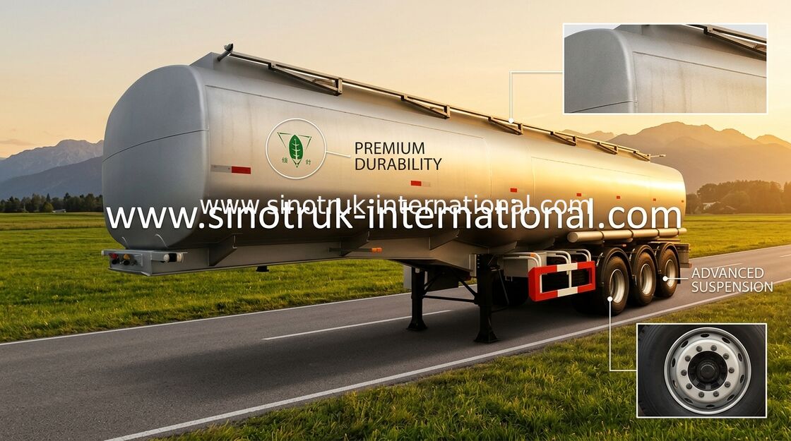 SINOTRUK Mn Steel 60 Cfm Oil Tank Semi Flatbed Trailers For Oil Fuel Transport