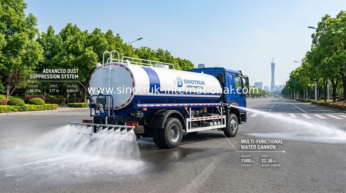 SINOTRUK HOWO ওয়াটার ট্যাঙ্ক ট্রাক 4x2 RHD 300HP 10CBM টেকসই জল পরিবহন জন্য