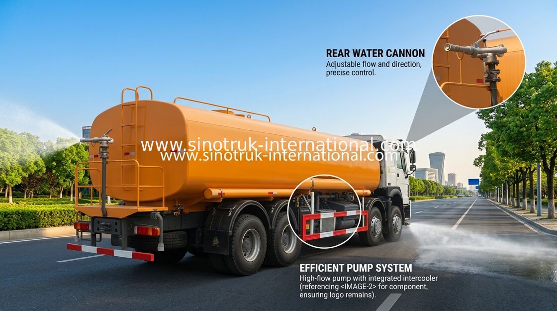Sinotruk Howo স্প্রিংকলার জলের ট্যাঙ্ক ট্রাক 30CBM 8 X 4 ইউরো 2