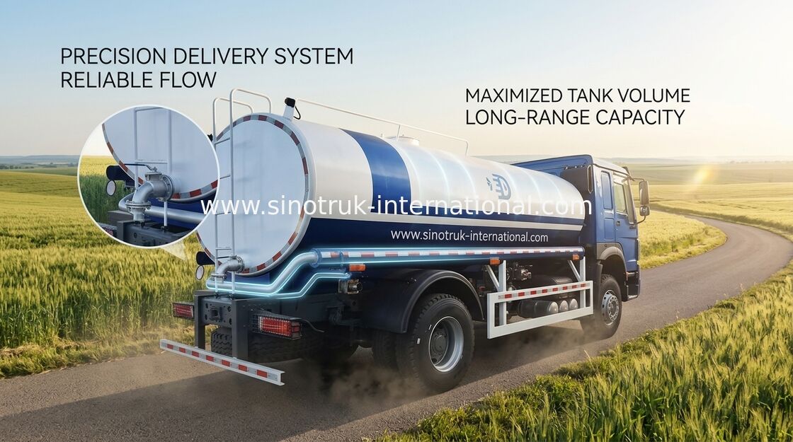 HOWO SINOTRUK ওয়াটার ট্যাঙ্ক ট্রাক 300HP ট্যাঙ্ক পরিবহন