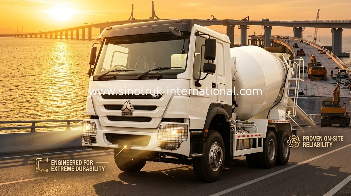 উচ্চ ঘোড়সওয়ার 400HP HOWO মিশ্রণ ট্রাক 6-12CBM LHD 6 × 4 10 চাকা