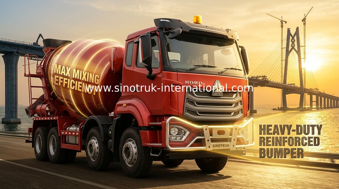 Red HOWO 8*4 Concrete Mixer: 371 Horsepower & Super-Large Loading Capacity