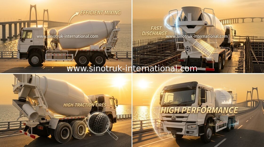 Sinotruk Howo কংক্রিট মিক্সার ট্রাক 10-20CBM 6 X 4 Euro 2 340Hp নির্মাণ