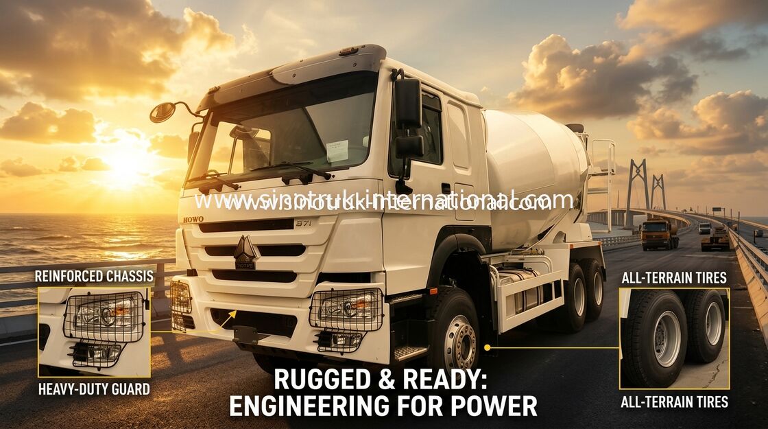 ইটন পাম্প ও মোটরের সাথে HOWO 371HP 10m³ কংক্রিট মিক্সার ট্রাক ভারী নির্মাণ কাজের জন্য