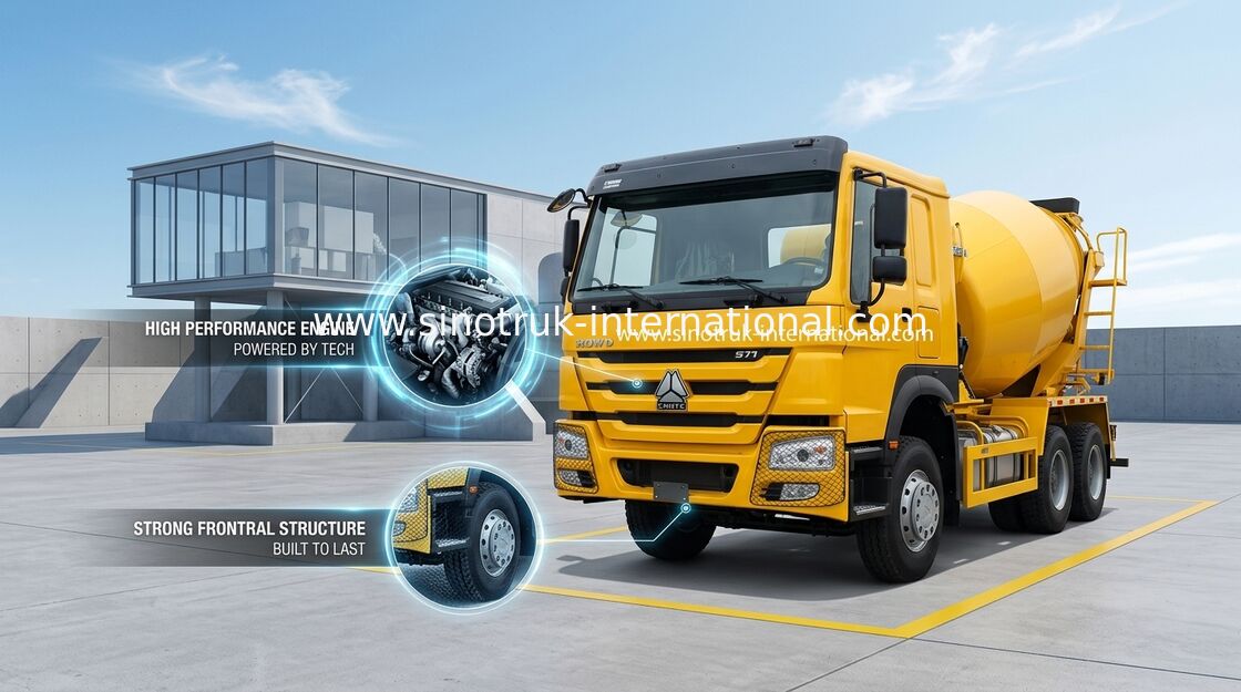 6x4 LHD ড্রাইভ টাইপ SINOTRUK HOWO কংক্রিট মিক্সার ট্রাক 371HP
