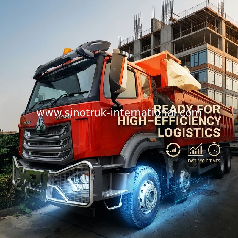 সুপার বিয়ারিং HOWO 8×4 রেড টিপার∙ 371HP শক্তিশালী শক্তি, 27CBM বড় ক্ষমতা, 80 ¢ 100T ভারী দায়িত্ব পরিবহন